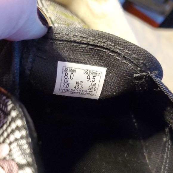 Vans Black and Pink Floral Checkered Slip-Ons - Picture 4 of 7